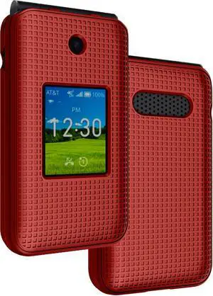 Red Grid Textured Hard Case Slim Cover for AT&T Cingular Flex 2 (Debut Flex)