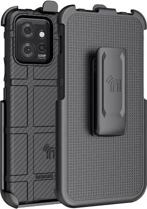 Rugged Case and Belt Clip for Motorola ThinkPhone 2023 - Black Carbon Fiber