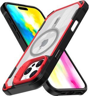 Camera Stand Clear Case for iPhone 16 Pro Max - Compatible with MagSafe - Red