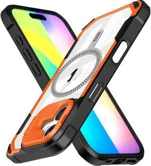 Camera Stand Case for iPhone 16 - Compatible with MagSafe - Neon Orange