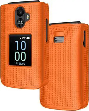 Grid Texture Hard Case Slim Cover for TCL Flip 3 Phone - Bright Orange Grid Texture Hard Case Slim Cover for TCL Flip 3 Phone - Bright Orange