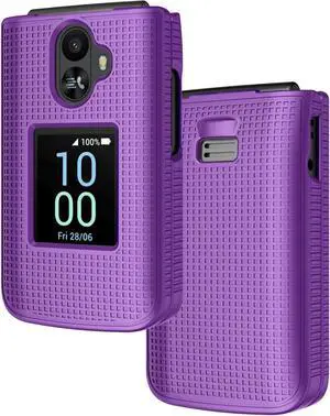 Grid Texture Hard Case Slim Cover for TCL Flip 3 Phone - Purple