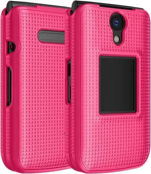 Grid Texture Hard Case Slim Cover for Orbic Journey Pro / Lite - Bright Hot Pink