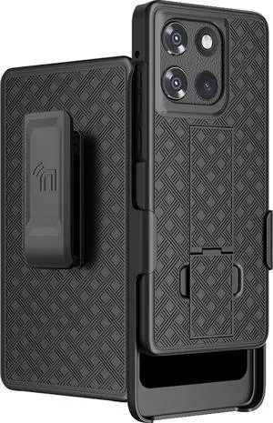 Slim Case and Belt Clip Holster for Motorola Moto G Stylus 5G 2025 Phone - Black