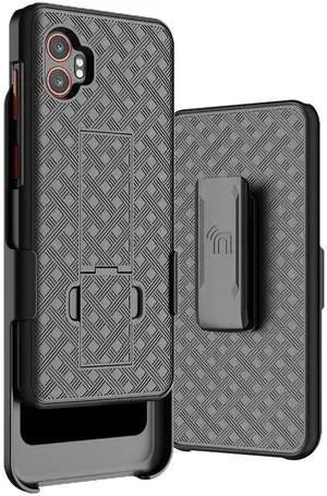 Slim Hard Case Stand Belt Clip Holster for Galaxy XCover 7 Pro Phone - Black