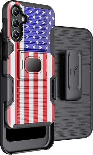 Rugged Case with Stand Belt Clip Holster Combo Samsung Galaxy A15 5G - USA Flag