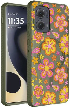 Case for Motorola Edge 2024 Phone - Retro Flowers (Compatible with MagSafe)