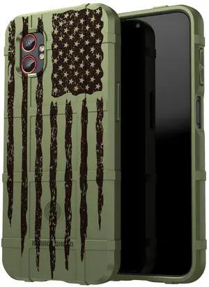 Rugged Shield Case for Samsung Galaxy XCover 7 Pro Phone - Army Green USA Flag