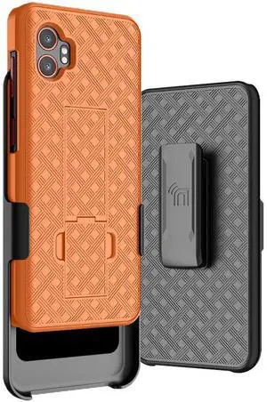 Slim Hard Case Stand Belt Clip Holster for Galaxy XCover 7 Pro Phone - Orange
