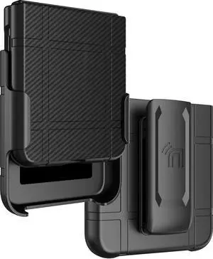 Hard Case and Belt Clip Holster for Moto RAZR ULTRA 2025 - Black Carbon Fiber