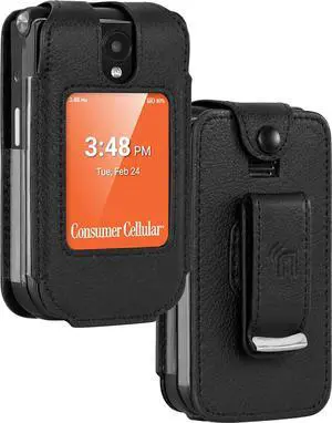 Black Vegan Leather Case with Belt Clip Screen Cover for Iris Easy Flip 2 Phone Black Vegan Leather Case with Belt Clip Screen Cover for Iris Easy Flip 2 Phone
