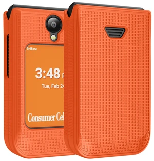 Grid Texture Hard Case Slim Cover for Iris Easy Flip 2 Phone - Bright Orange Grid Texture Hard Case Slim Cover for Iris Easy Flip 2 Phone - Bright Orange