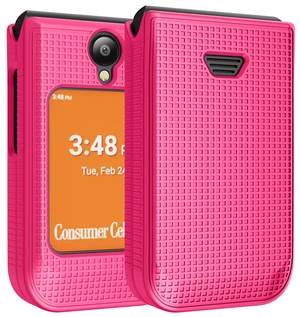Grid Texture Hard Case Slim Cover for Iris Easy Flip 2 Phone - Bright Pink Grid Texture Hard Case Slim Cover for Iris Easy Flip 2 Phone - Bright Pink