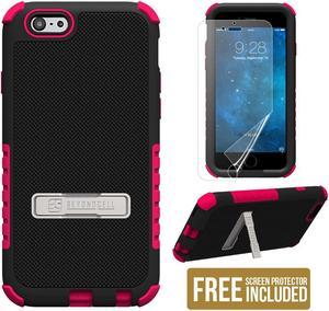 PINK TRISHIELD SOFT SKIN HARD CASE STAND SCREEN PROTECTOR FOR iPHONE 6 PLUS