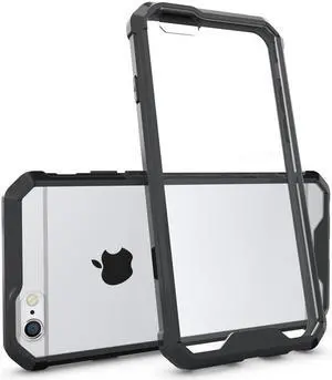 BLACK/CLEAR TRANSPARENT ANTI-SHOCK TPU CASE HARD COVER FOR APPLE iPHONE 6 PLUS