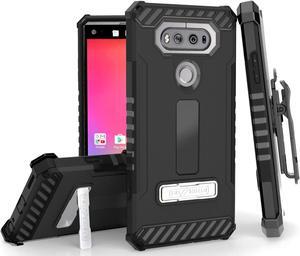 TRI-SHIELD BLACK CASE COVER with STAND + BELT CLIP HOLSTER + STRAP FOR LG V20