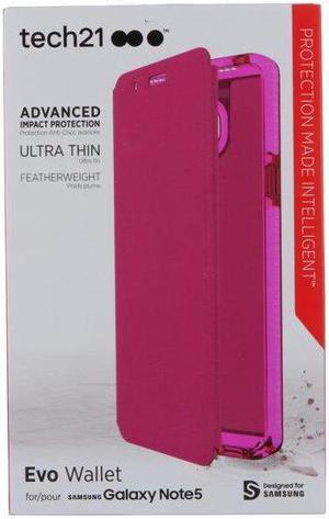 Tech21 PINK EVO WALLET MAGNET FLIP CASE STAND FOR SAMSUNG GALAXY NOTE 5