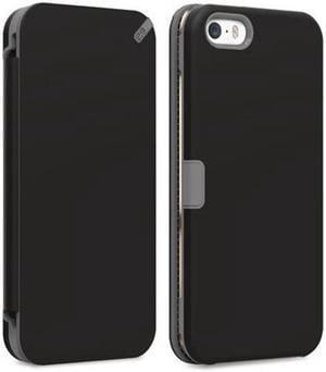 PUREGEAR BLACK FOLIO WALLET CASE COVER CARD SLOT STAND FOR iPHONE 5 5s SE (2016)