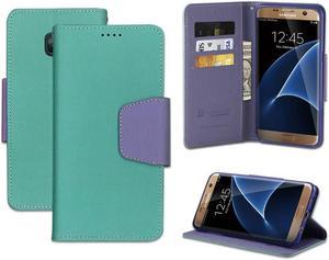 MINT PURPLE INFOLIO WALLET CREDIT CARD ID CASE STAND FOR SAMSUNG GALAXY S7 EDGE