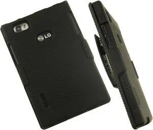 NEW BLACK HARD CASE + BELT CLIP HOLSTER STAND FOR VERIZON LG INTUITION VS950