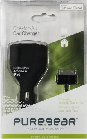 PureGear 2.1 AMP Single USB Car Charger with Apple USB Charge/Sync Cable (Apple Certified)