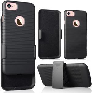 NCP BLACK RIBBED RUBBERIZED CASE COVER  BELT CLIP HOLSTER STAND FOR iPHONE 78