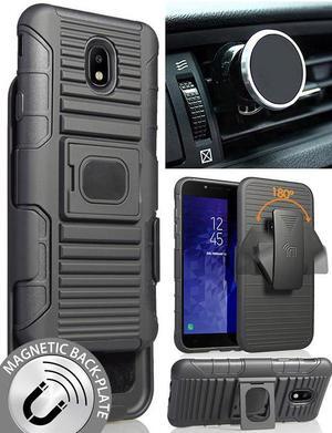 Black Case + Belt Clip + Magnetic Car Mount for Galaxy J7 Star/Refine/Aero 2018