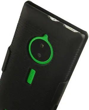 BLACK RUBBERIZED HARD CASE COVER + BELT CLIP HOLSTER STAND FOR NOKIA LUMIA 830