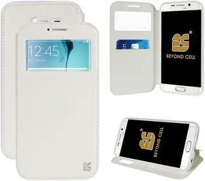 WHITE INFOLIO WINDOW WALLET CREDIT ID CARD CASE STAND FOR SAMSUNG GALAXY S6 EDGE