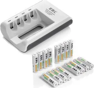 EBL 16 Pack 2300mAh AA Rechargeable Battery + Battery Charger For AA AAA Ni-Cd Ni-MH Batteries