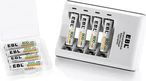 EBL 8 Pack 800mAh AAA Batteries + Battery Charger For AA AAA Ni-MH Ni-CD Rechargeable Battery