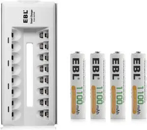 EBL 4pcs 1100mAh 1.2V AAA Rechargeable Batteries + Battery Charger For AA AAA Ni-MH/Cd Battery