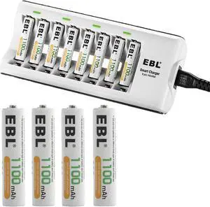 EBL 12 piece 1100mAh 1.2V AAA Battery + Battery Charger for AA AAA Ni-MH Ni-Cd Rechargeable Batteries