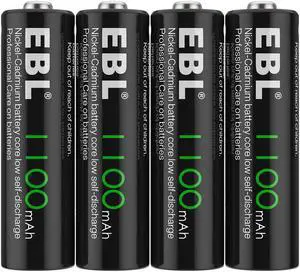 EBL 4pcs AA 1100mAh Ni-Cd Rechargeable Batteries for Garden Solar Light, Keyboards