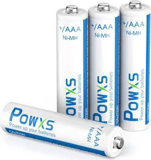 POWXS AAA Rechargeable Batteries 800mAh Pre-Charged Triple A Batteries 1.2V Long-Lasting Ni-MH AAA Size Batteries Suitable for Household - 4 Pack