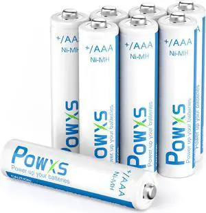 POWXS 8Pcs AAA Rechargeable Batteries 800mAh Pre-Charged Triple A Batteries 1.2V Long-Lasting Ni-MH AAA Size Batteries Suitable for  Household