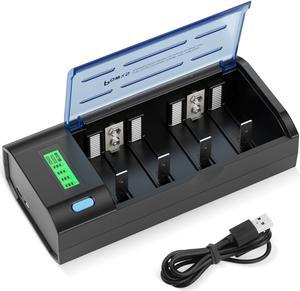 POWXS Universal LCD Battery Charger for NiMH NiCD AA AAA C D 9V Rechargeable Batteries with Discharge Function