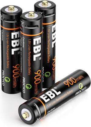 EBL 4 Pcs USB Rechargeable Lithium ion AAA Batteries - 1.5V Long Lasting Rechargeable Triple A Battery Quick Charge in 2H