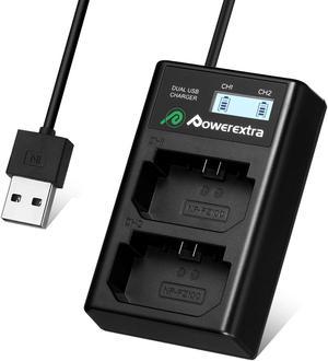 Powerextra Dual USB Charger with Smart LCD Display for Sony NP-FZ100 Battery and Sony A9, A7R III, A7 III Digital Camera