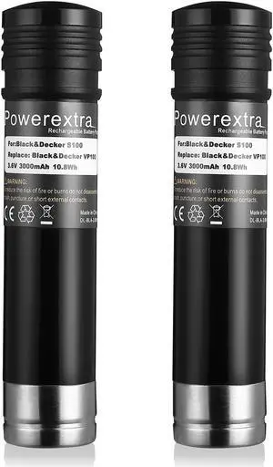 Powerextra 2 Pack 3000mAh 3.6V Replacement Battery for Black&Decker Versapak Vp100 Vp105 Vp110 Vp142 Vp143 Vp7240 Sears-Craftsman Power Tool Ni-CD Batteries