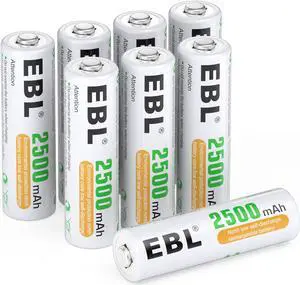 EBL 8 Pack 2500mAh AA 1.2V Rechargeable Batteries Pre-Charged AA Batteries for Digital Camera, Children' Toys
