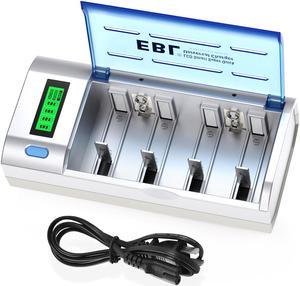 EBL 906 LCD Battery Charger for AA AAA C D 9V Ni-MH Ni-CD Rechargeable Batteries with LCD Display and Discharge Functions