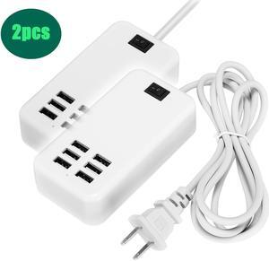 Poweradd Wall Charger  6 USB Outlets Power Strip adapter US Plug Charging Station For Phone/Pad/MP4, 2Pack