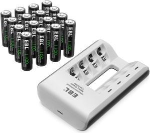 EBL AA 1100mAh 1.2V Ni-CD Rechargeable Batteries for Keyboard + 807 Smart DC Battery Charger for AA AAA Ni-MH Ni-Cd Battery (16 Pack)