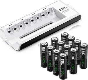 EBL 16 Pcs 1100mAh AA Batteries 1.2V Ni-CD Rechargeable Battery for Garden  Solar Light 