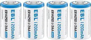 EBL ER14250 3.6V 1/2AA Lithium Battery TL-2150 Exp 2029, 4-Pack