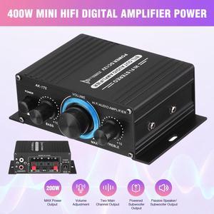 400W Mini Amplifier Stereo Audio Converter Adapter for Home/Desktop Powered/Active Speakers  2 Channels Amp DC 12V FM