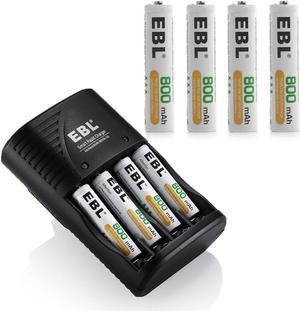 EBL Rechargeable AAA Batteries + Battery Charger for 9V NiMH Ni-CD AA AAA Batteries 8-pack