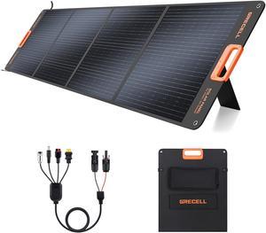 GRECELL 200W Portable Solar Panel for Power Station, Foldable Solar Charger w/ 4 Kickstands, IP65 Waterproof Solar Panel Kit for Outdoor RV Camper Blackout