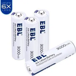 EBL 1.5V AA Battery 3000mAh Lithium Batteries Anti-leakage Environmentally Friendly
